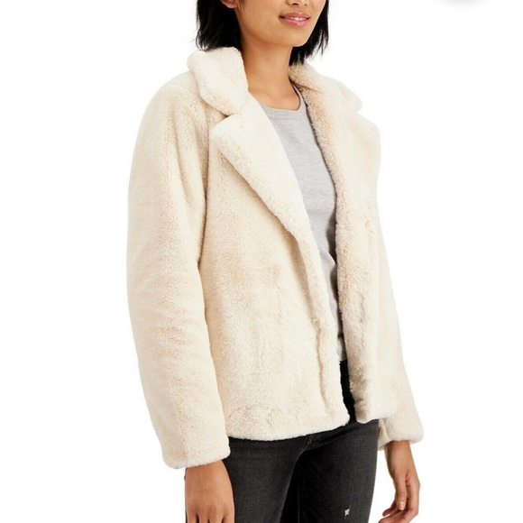 VINTAGE Jou Jou Cozy Faux White Fur Collar Jacket - Picture 4 of 10